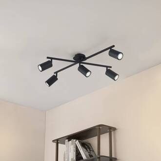plafondlamp Joffrey, 78 cm, zwart, 5-lamps, GU10