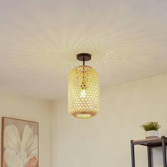 plafondlamp Jorick, 1-lamp, Ø 24,5 cm, bamboe licht hout, zwart