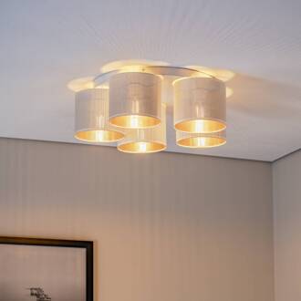 Plafondlamp Jovin met vijf kappen, wit/goud wit, goud