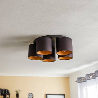 Plafondlamp Jovin met vijf kappen zwart/goud zwart, goud