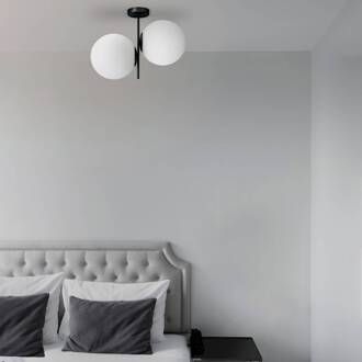 Plafondlamp Jugen zwart 2-lamps verticaal zwart, wit