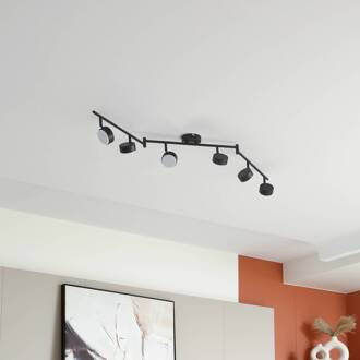 plafondlamp Jyla, 6-lamps, matzwart zwart mat