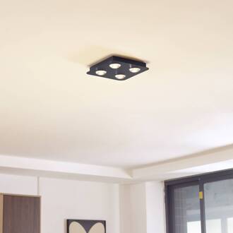 plafondlamp Jyla, matzwart, 25 x 25 cm, 4-lamps. zwart mat