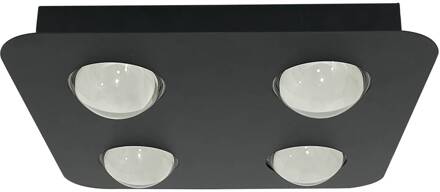 plafondlamp Jyla, zwart, 3.000 K, 4-lamps, lens