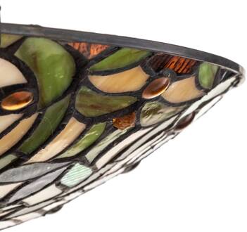 Plafondlamp Kami in Tiffany-stijl antiek brons, multicolour