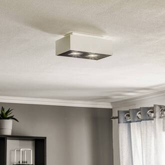 Plafondlamp Kasi van staal in wit, 2-lamps wit, zwart