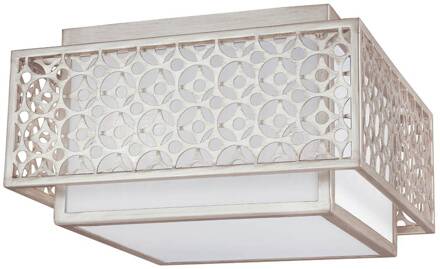 Plafondlamp Kenney in dubbele optiek zilver, wit