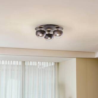 Plafondlamp Kenzo, rond, zwart/helder, 3-lamps zwart, helder