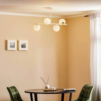 Plafondlamp Kiba, wit/goud, 4-lamps wit, goud