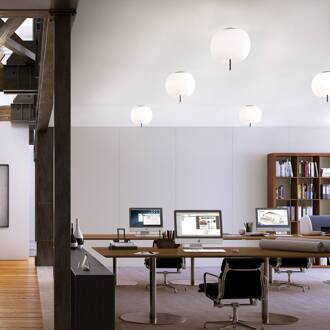 plafondlamp Kushi, zwart/wit, Ø 16 cm, glas opaal, zwart