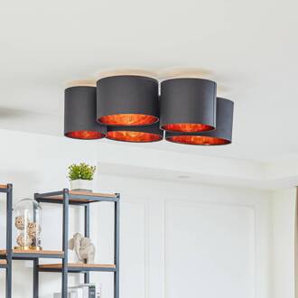 plafondlamp Laurenz, 5-lamps, 83cm zwart/goud zwart, goud