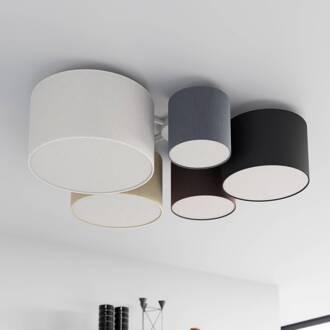 plafondlamp Laurenz, 5-lamps, 93cm, bruin/beige, E27 grijs, bruin, zwart, beige, wit