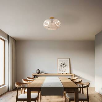 plafondlamp Lelia, amber, glas, Ø 35 cm amber, messing