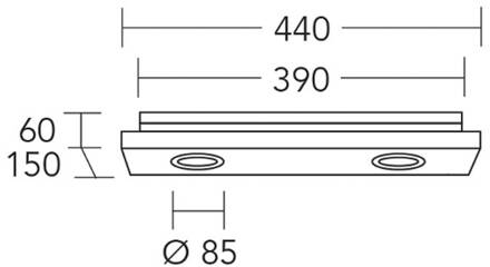 plafondlamp Lennon, 44 cm, 2-lamps, hout, GU10 geolied eiken, zwart