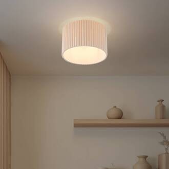 plafondlamp Libbie, Ø 45 cm, linnen, crèmekleurig