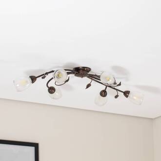 Plafondlamp Liliana, 6-lamps, zwart, roségoud, metaal zwart-roodgoud geveegd, helder