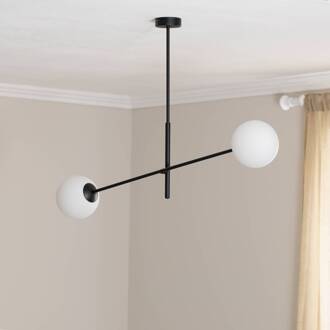 Plafondlamp Lineair, zwart/opaal, 2-lamps zwart, opaal