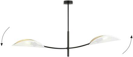 Plafondlamp Lotus, zwart/wit/goud, 2-lamps zwart, wit, goud