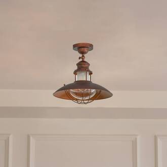 plafondlamp Louisanne, bruin, metaal, Ø 35cm roestbruin, helder