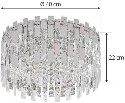 Plafondlamp Lucande Arcan, kristalglas, chroom chroom, transparant