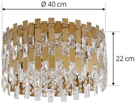 Plafondlamp Lucande Arcan, kristalglas, titanium goud titanium goud, transparant