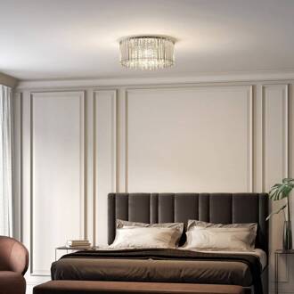 Plafondlamp Lucande Limana, Ø 50 cm, chroom, kristal chroom, helder