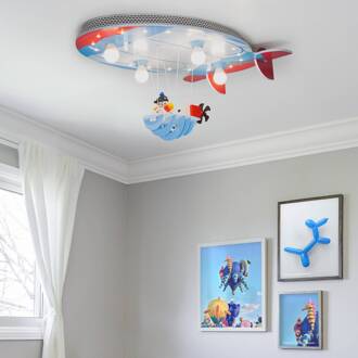 Plafondlamp luchtschip met Joe, blauw-rood-wit blauw, rood, wit