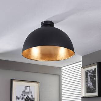 plafondlamp Lya, Ø 40 cm, zwart-goud, metaal zwart, goud mat