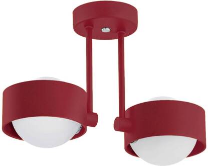 Plafondlamp Mado, 2-lamps, rood rood, wit