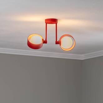 Plafondlamp Mado, 2-lamps, rood rood, wit