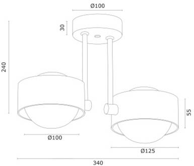 Plafondlamp Mado, beige, 2-lamps, hoogte 24 cm, staal/glas zand, opaal