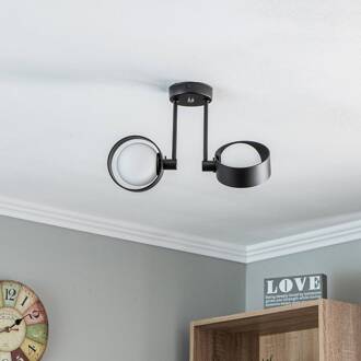 Plafondlamp Mado van staal, zwart, 2-lamps