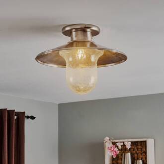 Plafondlamp Maestrale met transparante glazen kap mat nikkel, helder