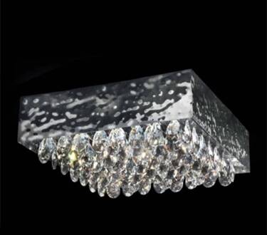 Plafondlamp MAGMA, kristalbezetting helder 51x51cm chroom, helder