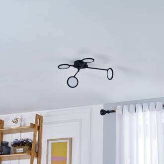 plafondlamp Manel, zwart, ijzer, 60 cm lang zwart, wit