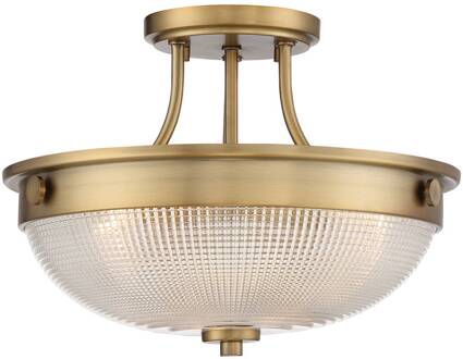Plafondlamp Mantle met glazen diffusor, oudmessing antiek messing, transparant