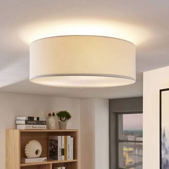 plafondlamp Mariat, wit, linnen, Ø 45 cm, E27