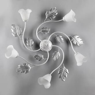 Plafondlamp Marilena in Florentijns ontwerp wit, zilver