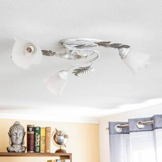 Plafondlamp Marilena in Florentijnse stijl 3-lamps wit, zilver