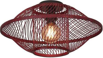 Plafondlamp Maui bamboe/kap  burgundy, S