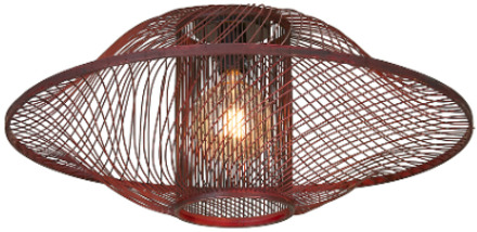 Plafondlamp Maui bamboe/kap ø70xh.30cm burgundy, L