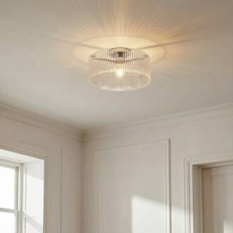 plafondlamp Meritt, chroom/helder, Ø 40 cm, glas transparant, chroom