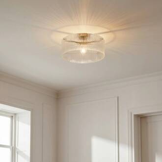 plafondlamp Meritt, messing/helder, Ø 40 cm, glas transparant, messing