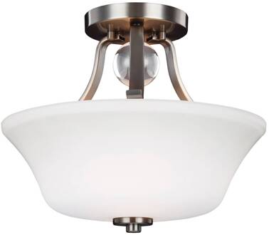 Plafondlamp met afstand Evington, nikkel nikkel, wit opaal