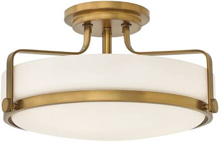 Plafondlamp met afstand Harper, Ø 45,6cm oudmessing, opaal