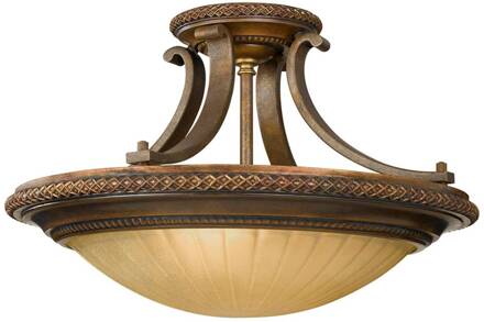 Plafondlamp met afstand Kelham Hall Brons-goud, crème