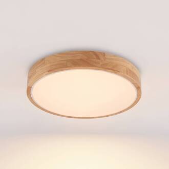 plafondlamp Milada, eiken, CCT, afstandsbediening hout, wit