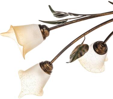 Plafondlamp Miranda 6-lamps, ovaal, brons brons, goud, groen, opaal