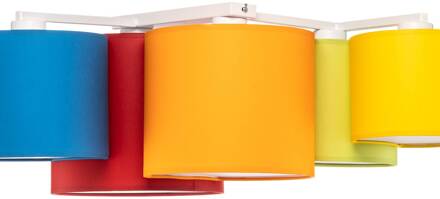 Plafondlamp Mona 5-lamps, meerkleurig rood, oranje, blauw, groen, geel