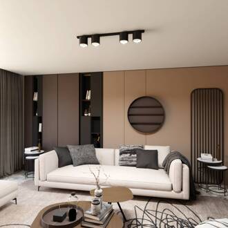 Plafondlamp Nano, zwart, 4-lamps, metaal